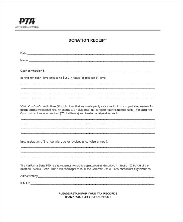 Sample Printable Receipt Form 10 Free Documents in PDF