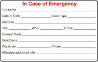 Cycling Skills In Case of Emergency ICE card