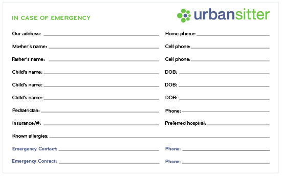 Free Printable Emergency Contacts Card to Leave with the