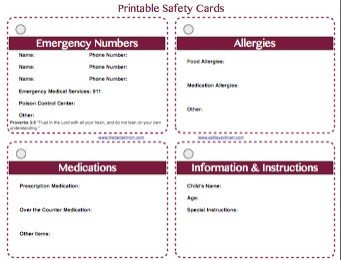 FREE Printable Safety Cards for Your Children — the Better Mom