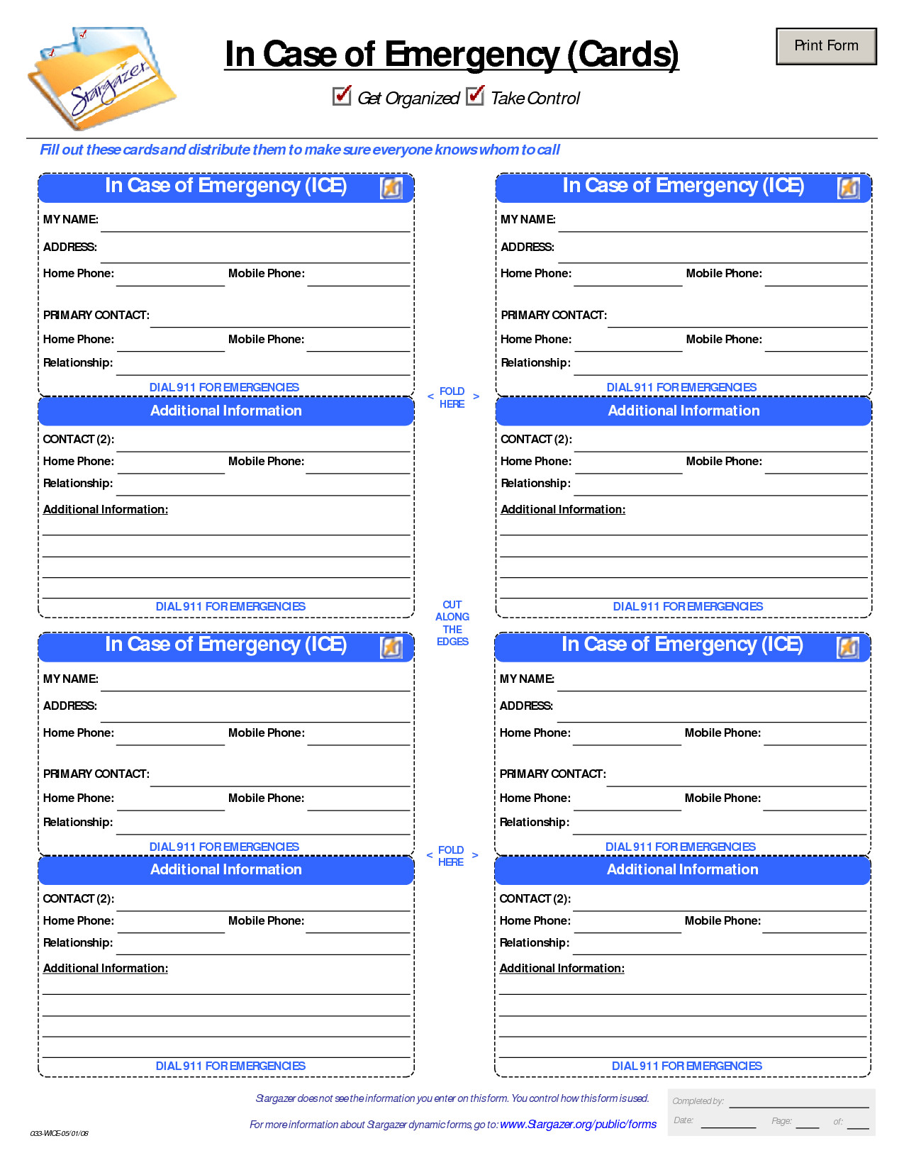 ID Card Template In Case of Emergency Cards