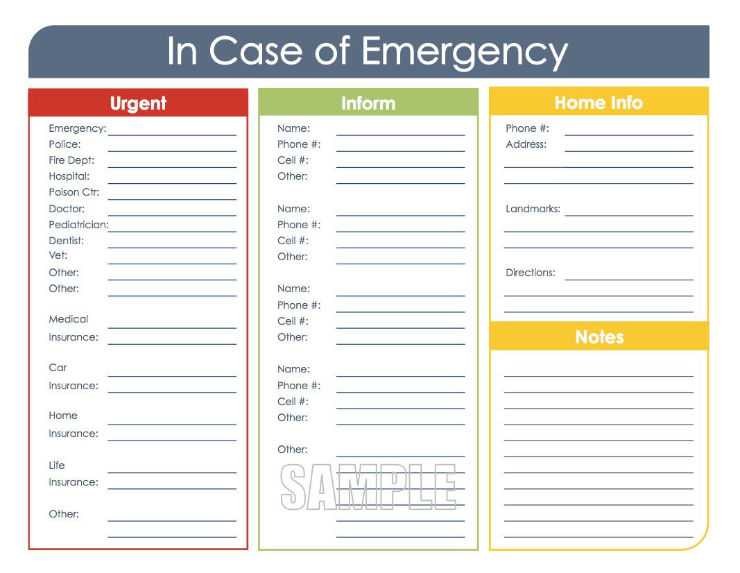 In Case of Emergency Printable Organizing PDF INSTANT