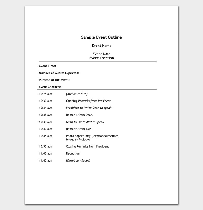Event Program Outline 13 Printable Samples Examples