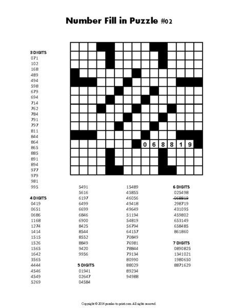 Number Fill In Puzzles Volume 1 PRINTABLE PDF – Puzzles
