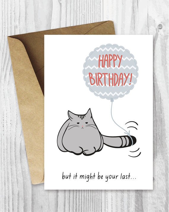 Birthday Card Printable Birthday Card Funny Cat Birthday
