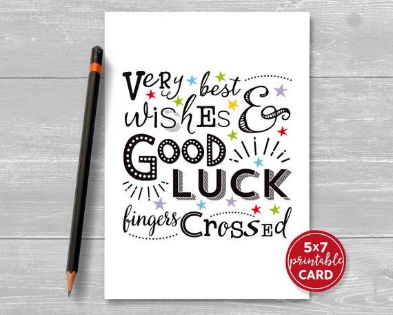Printable Good Luck Card Very Best Wishes & Good Luck