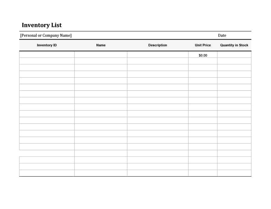 45 Printable Inventory List Templates [Home fice
