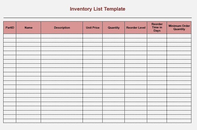 8 Free Sample Moving Inventory List Templates Printable