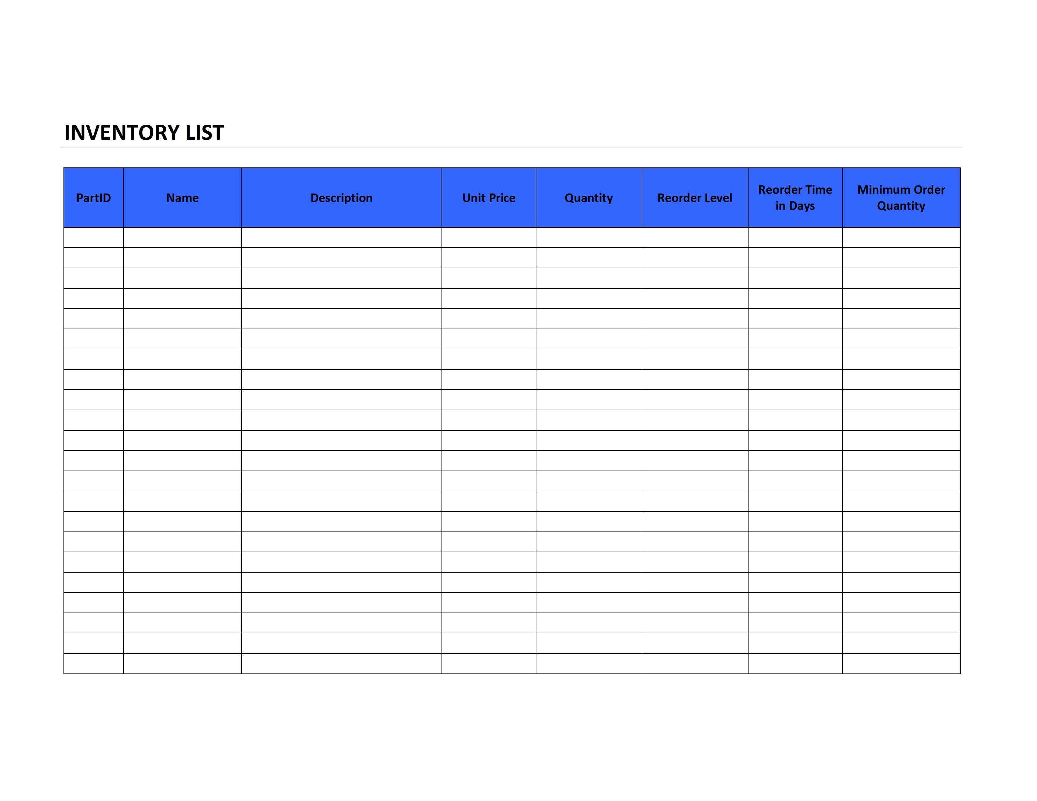 Physical Inventory Count Sheet Template