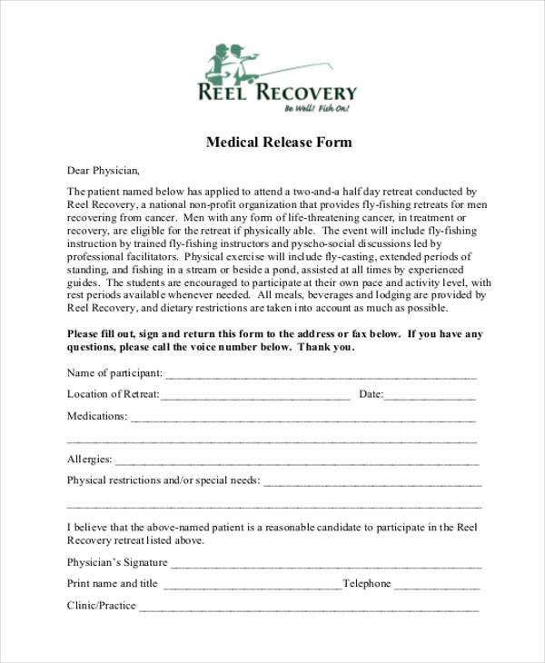 8 Medical Release Form Samples Free Sample Example