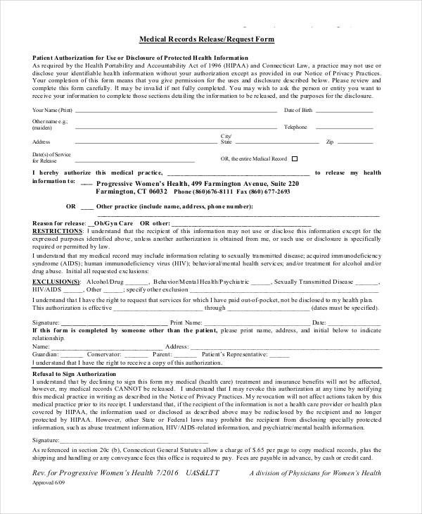 Medical Release Forms