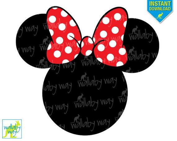 Minnie Mouse Head Red Bow Printable Iron Transfer or Use as