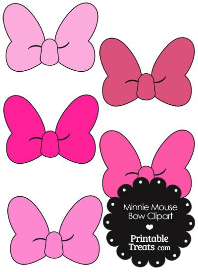 Minnie Mouse Bow Clipart in Shades of Pink — Printable