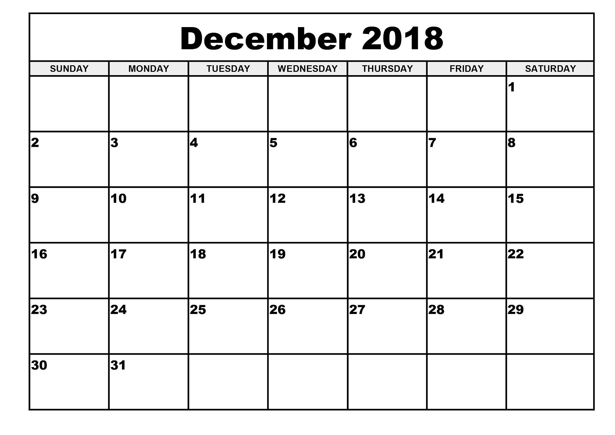 2018 Monthly Calendars Printable
