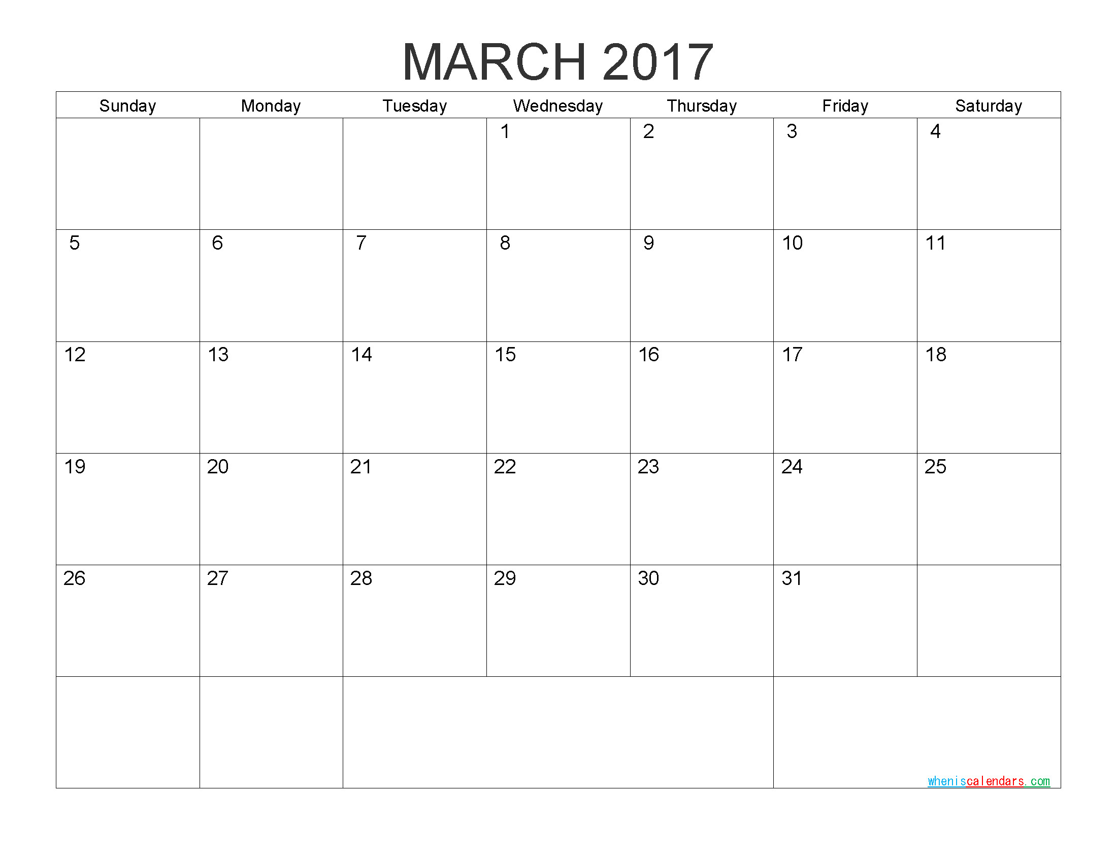 Free Printable Calendar 2017 Monthly Calendar by PDF