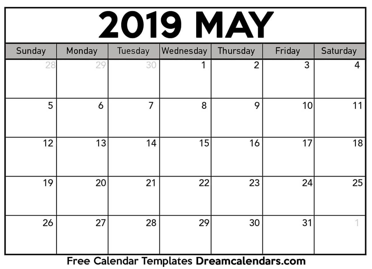 Printable Blank May 2019 Calendar on We Heart It