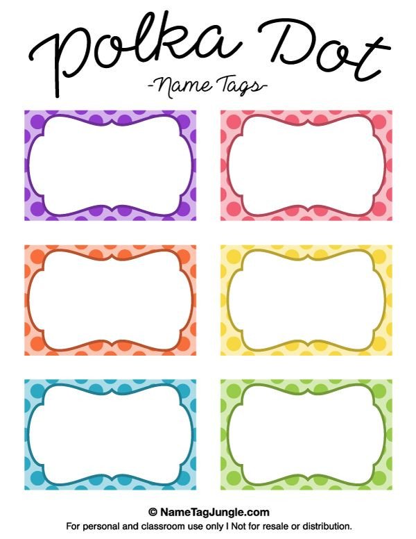 Free printable polka dot name tags The template can also