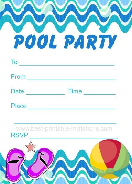 Pool Party Invitation Free printable party invites from