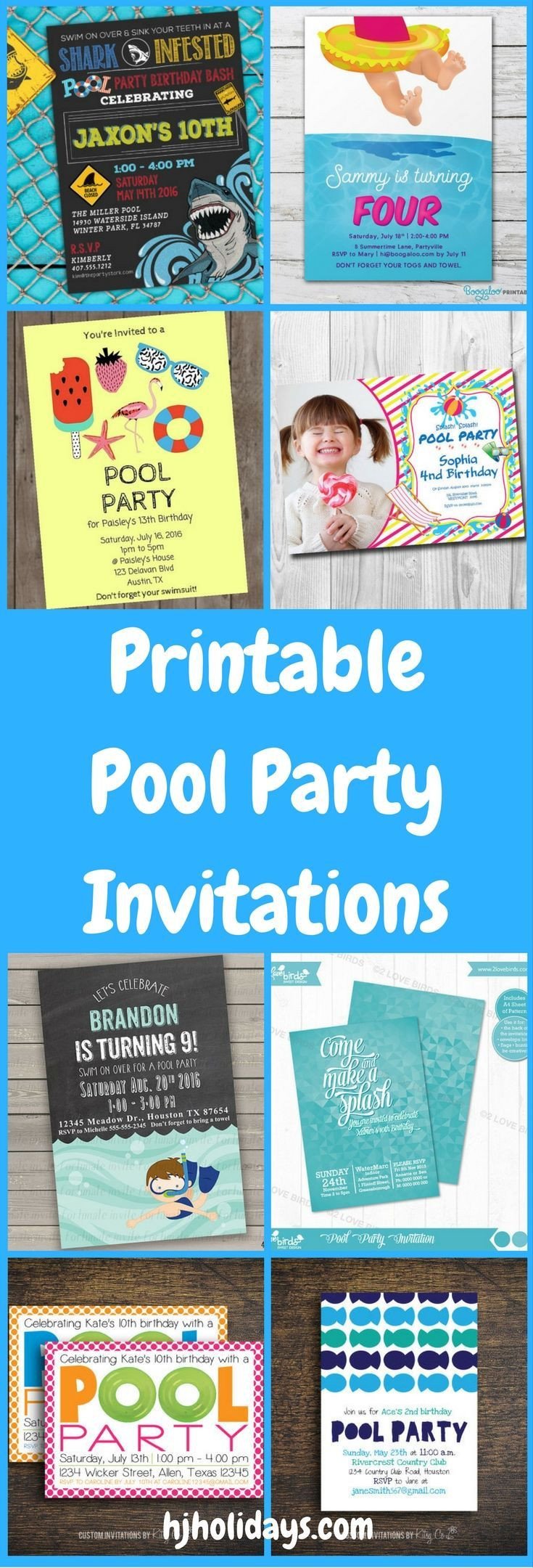 Printable Pool Party Invitations for Kids