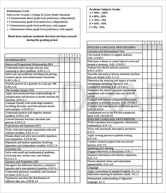 Report Card Template 28 Free Word Excel PDF Documents