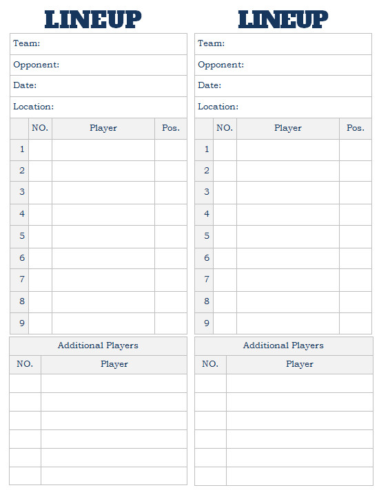 Printable Softball Lineup Card FREE