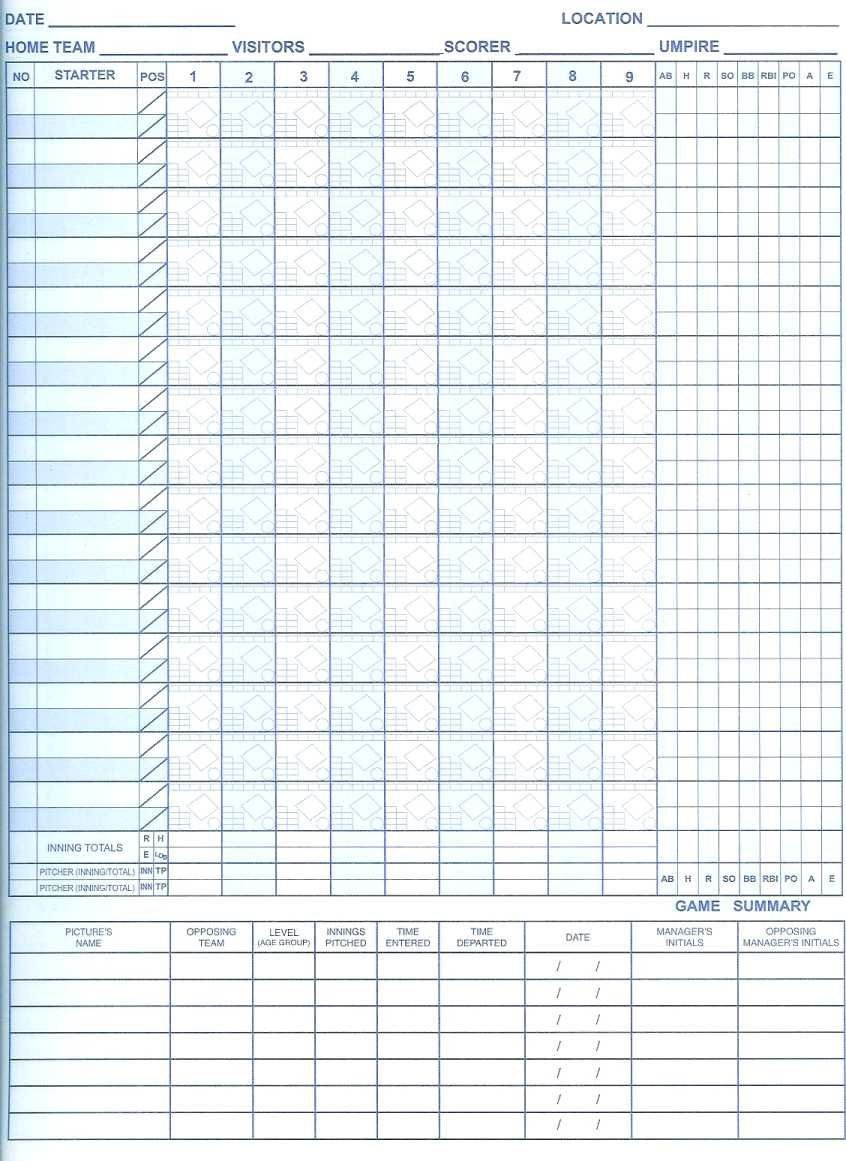 Free Printable Softball Scorebook Sheets