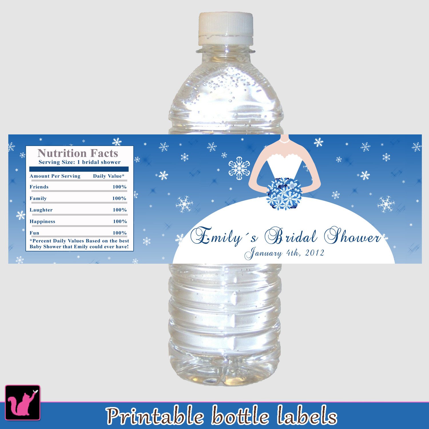 Printable Personalized Bridal Shower Water Bottle Labels