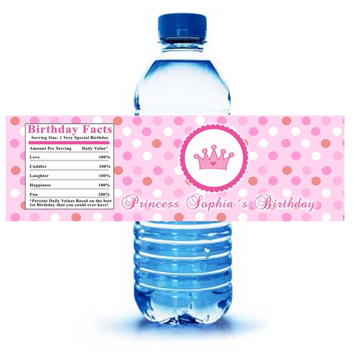 Printable Personalized Princess Water Bottle Labels Wrappers