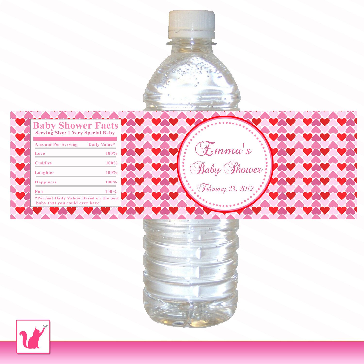 Printable Personalized Valentines Love Day Water Bottle Labels