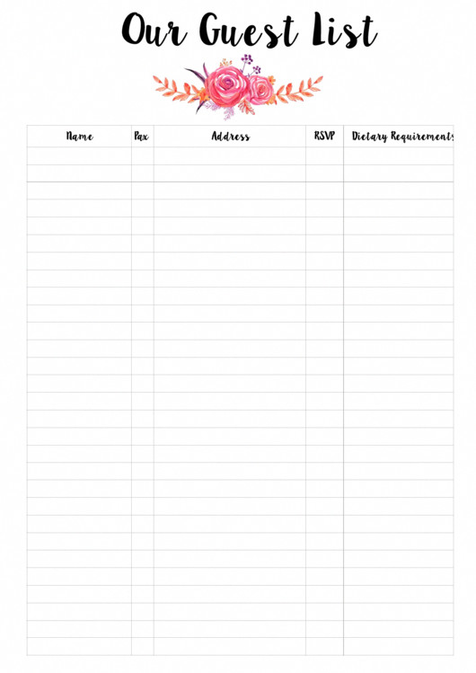 This free printable wedding guest list templates will help