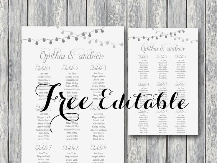 free editable wedding seating chart template printable