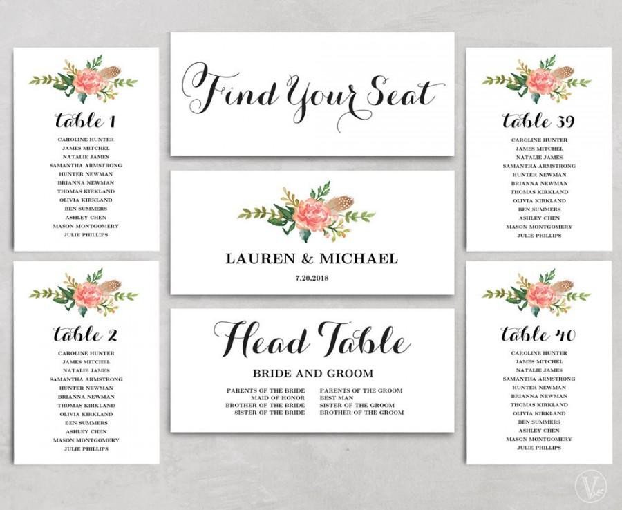 Wedding Seating Chart Template Header Signs And Table