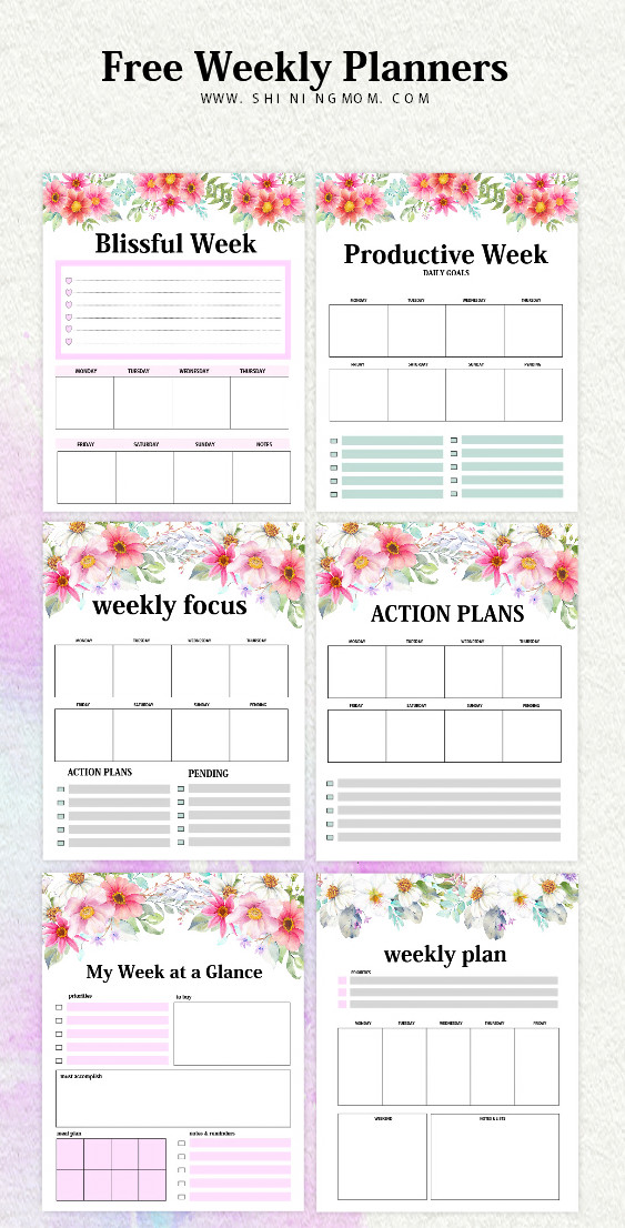 Weekly Planner Template 15 FREE Brilliant Designs
