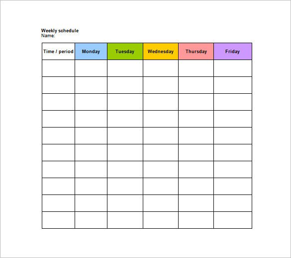 Blank Schedule Template – 21 Free Word Excel PDF Format