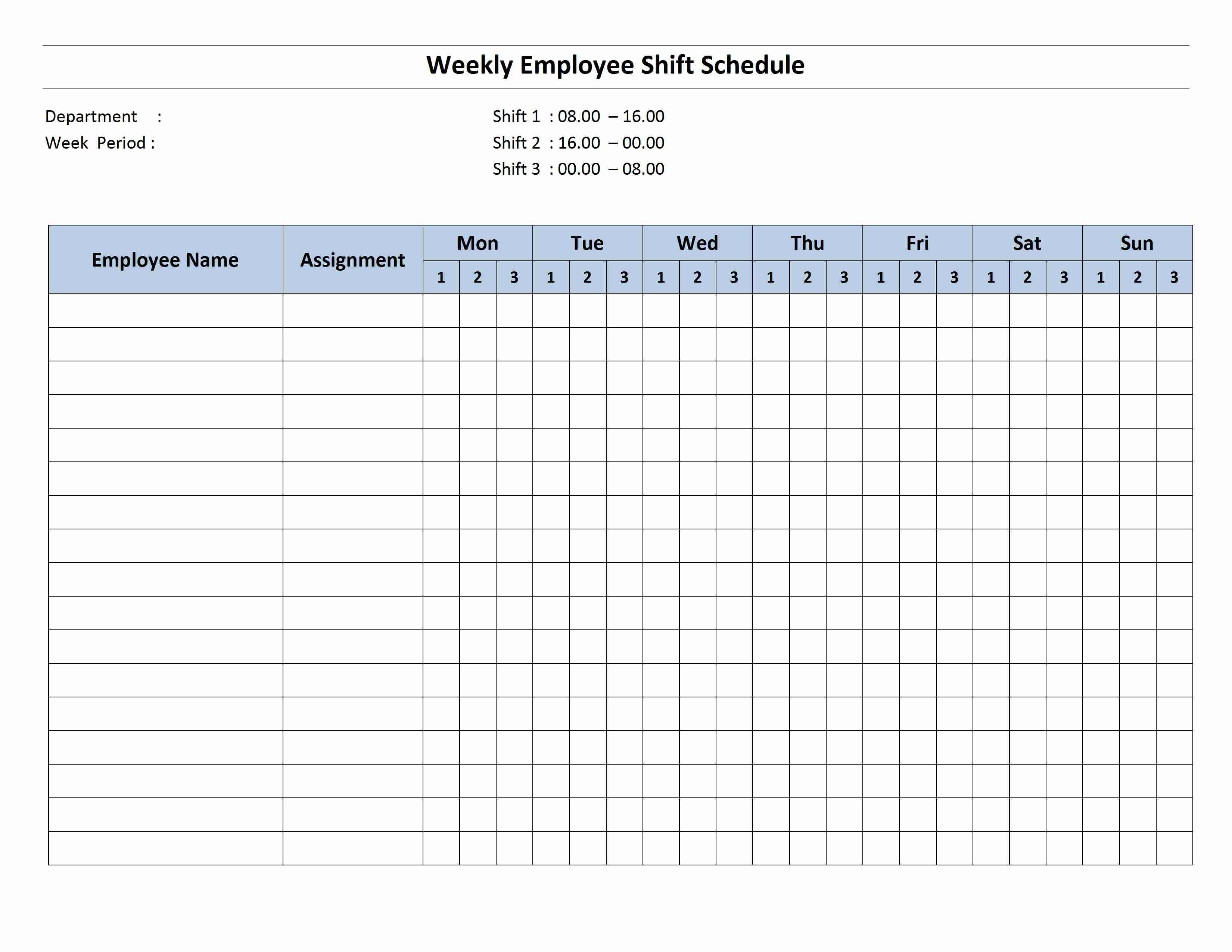 Free Monthly Work Schedule Template