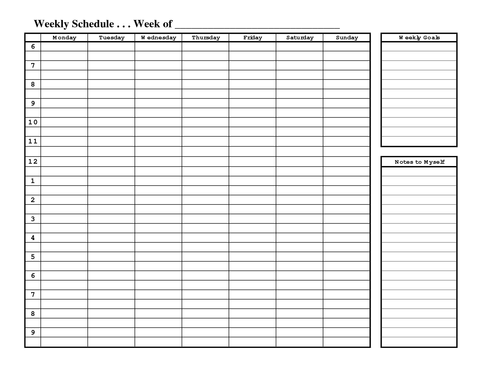Free Printable Weekly Schedule Template