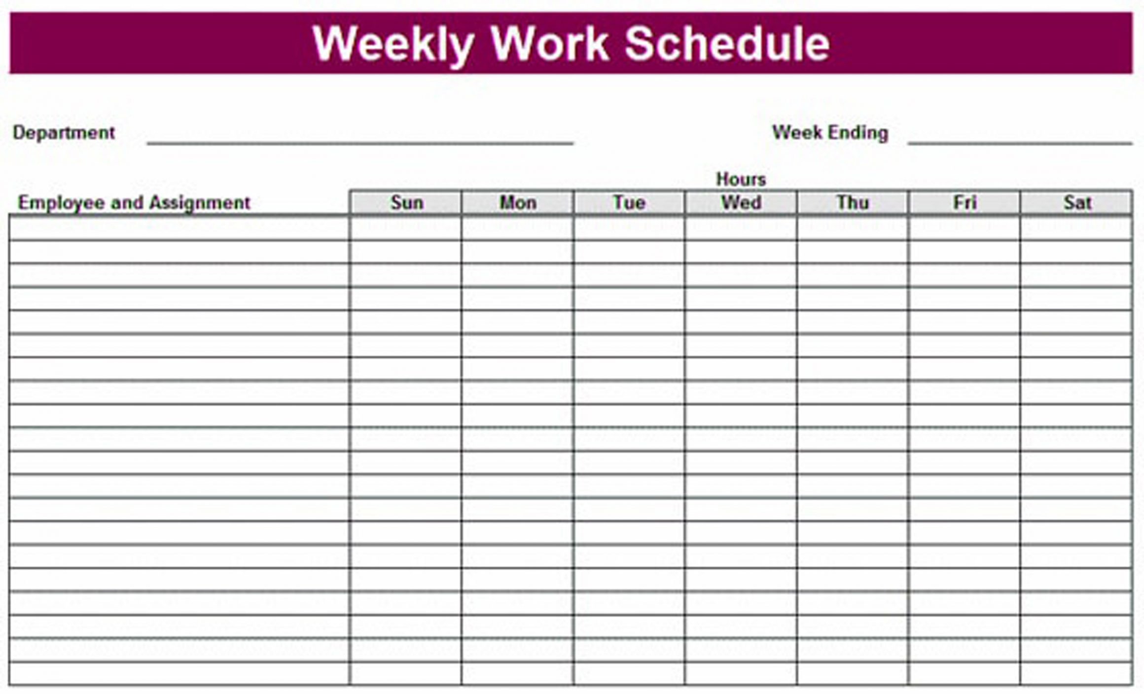 Printable Weekly Schedule Template & Excel Planner