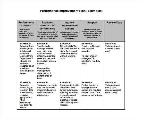 Performance Improvement Plan Template 14 Download