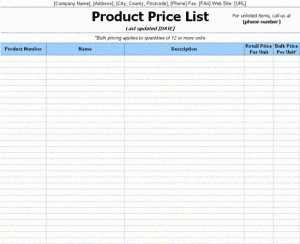 4 Price List Templates Excel PDF Formats