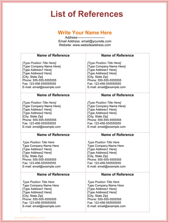 3 Free Printable Reference List Template for Word
