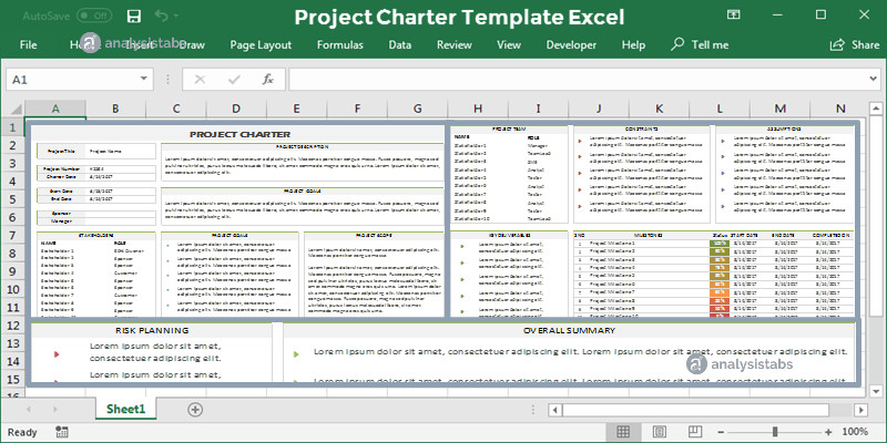 Project Charter Template Excel ANALYSISTABS Innovating