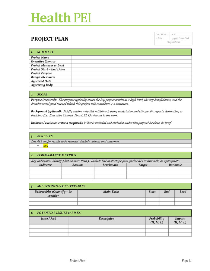 Project Charter Template free documents for PDF