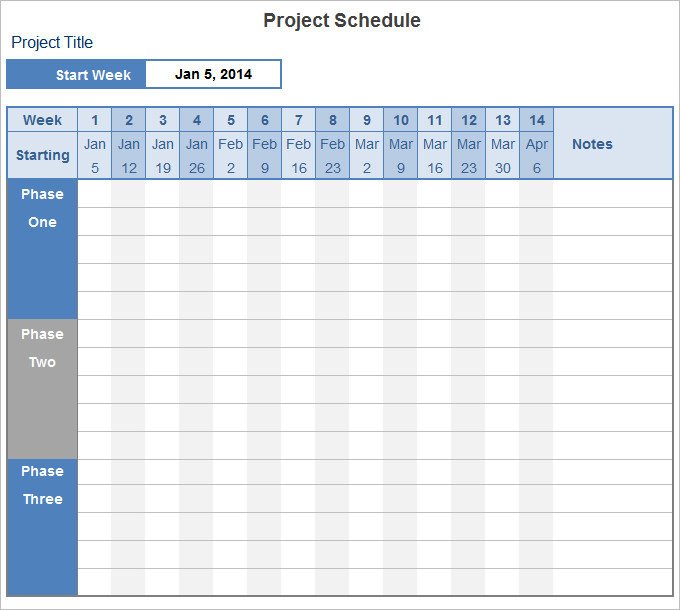 Project Schedule Template 16 Free Excel Documents