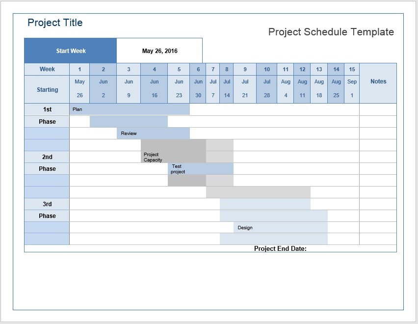 Project Schedule – Word Template – Microsoft Word Templates