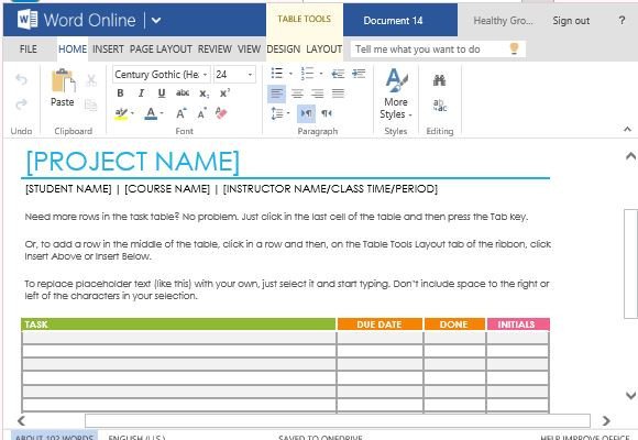 School Project Task List Template For Word line