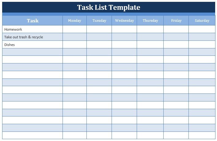 Task List Templates – Microsoft Word Templates