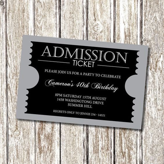 Admission Ticket Invitation formal Personalised and