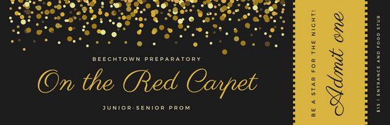 Gold and Black Red Carpet Prom Ticket Templates by Canva