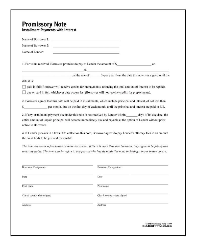 Adams Promissory Note Forms and Instructions
