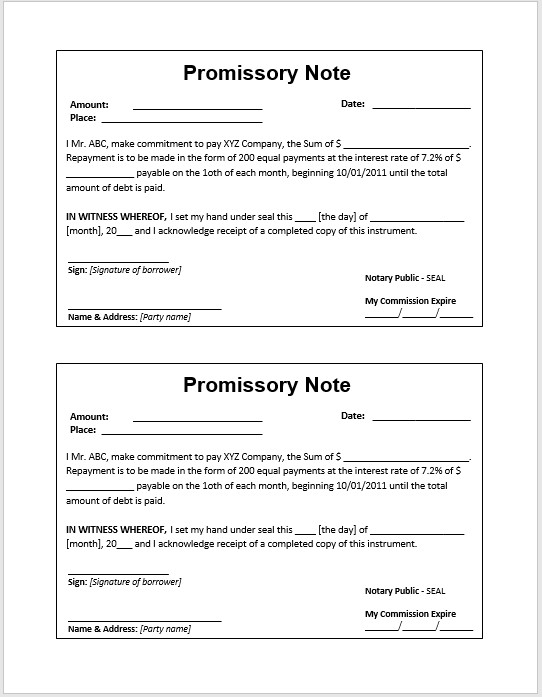 43 Free Promissory Note Samples & Templates MS Word and